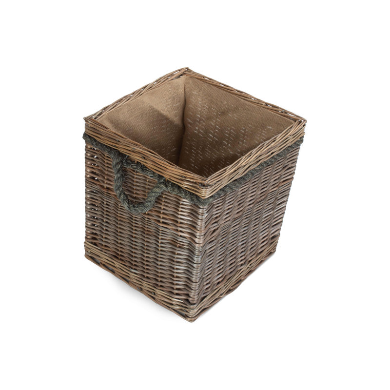 Square Rope Handled Wicker Storage Basket