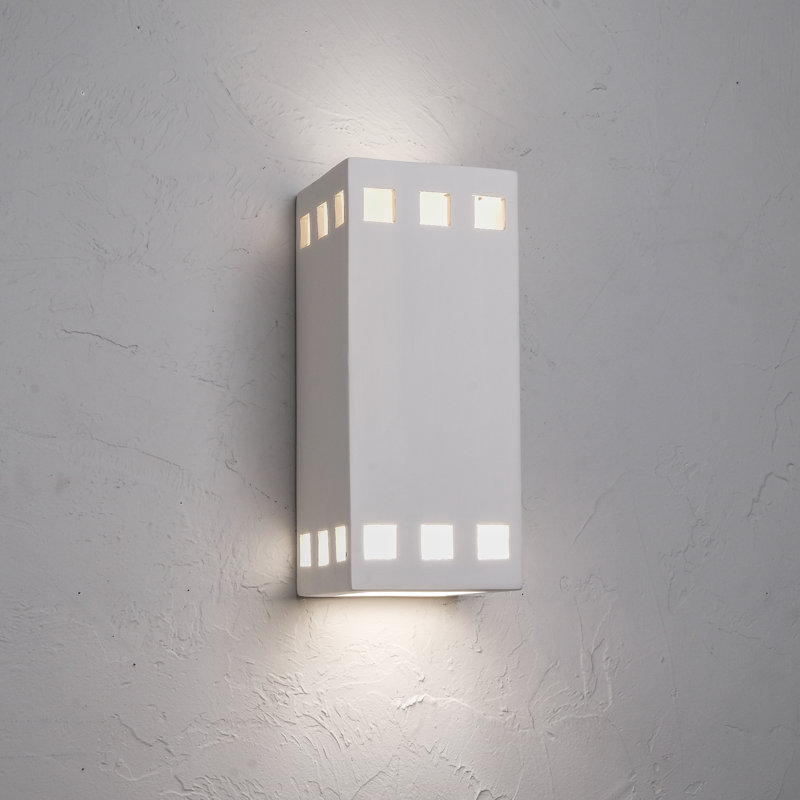 Ampoule murale d'extérieur encastrée en céramique Charleus, ampoule DEL incluse, H 12,5 po x l 5,5 po x P 5,5 po