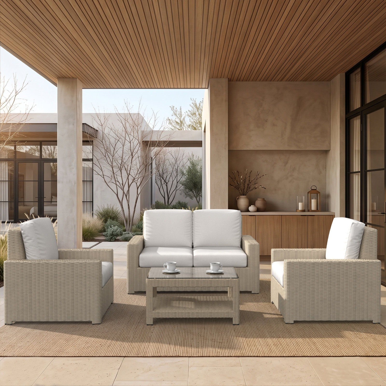 Henri 4-Person Sunbrella® Patio Seating Group, Sunbrella® Tranquil Sage