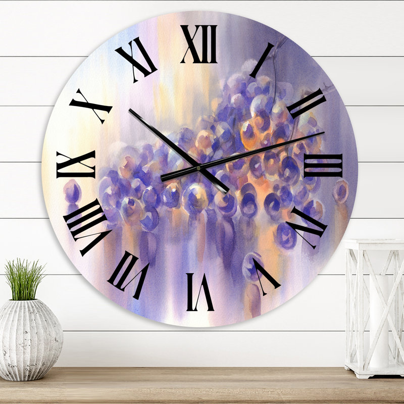 Impression peinte d'une grappe de raisins mauves - Horloge murale traditionnelle, Petit