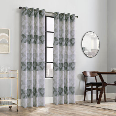 Abstract Semi-Sheer Grommet Single Curtain Panel