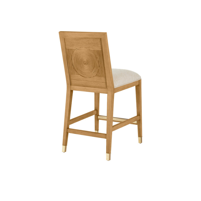 Santos Bar Stool, Barrett Dusk, Beige/Sea Sand/Satin Brass, Counter Stool (26" Seat Height)
