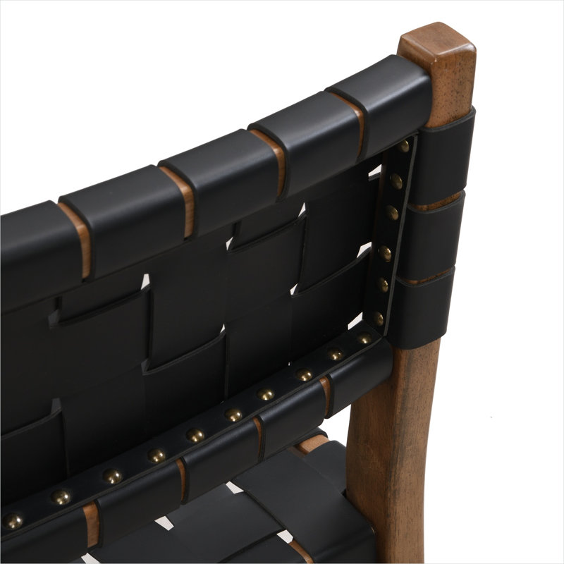 Ensemble de 2 chaises d'appoint Modern Modern, revêtement en similicuir noir, structure en bois d'hévéa massif, l 21,25 po x P 24,5 po x H 32 po