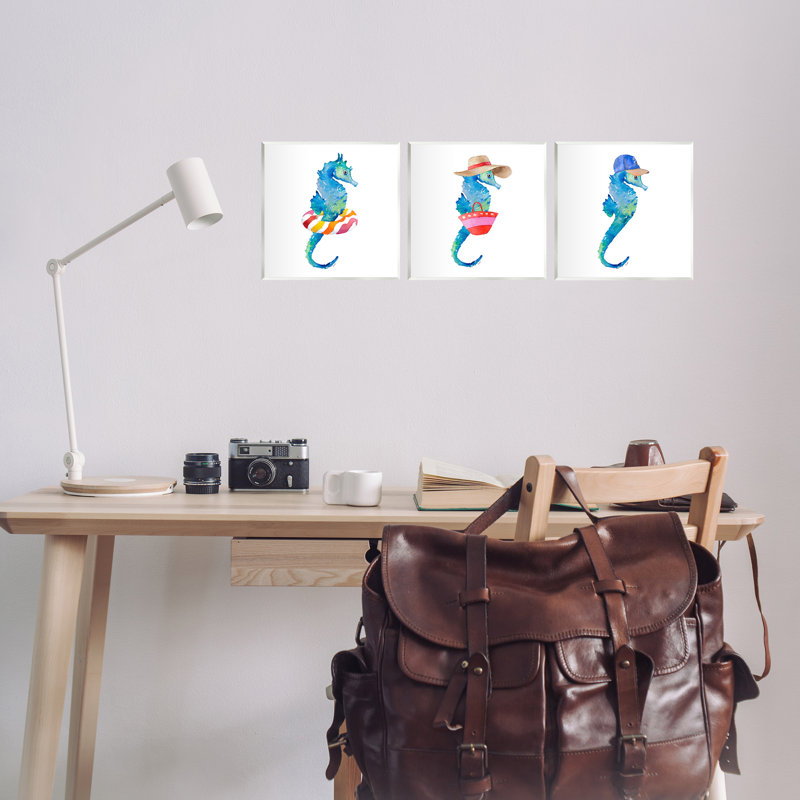 «Fun Beach Ready Seahores», ensemble de 3 plaques murales par Lanie Loreth