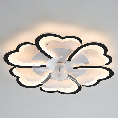 Ventilateur de plafond noir à profil bas de 26,7 po avec éclairage, moteur à courant continu à 6 vitesses, 3 couleurs, télécommande et contrôle des applications