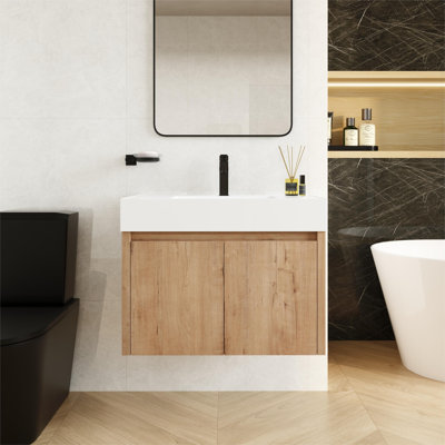 Alisson 30'' Single Wall Mounted Bathroom Vanity with Resin Top