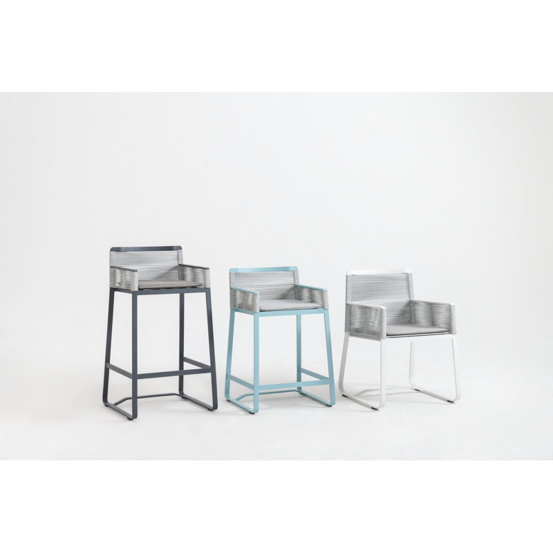 Skin Outdoor Bar Stool, Alloy Stratus, Anthracite Gray, Bar Stool (30" Seat Height)