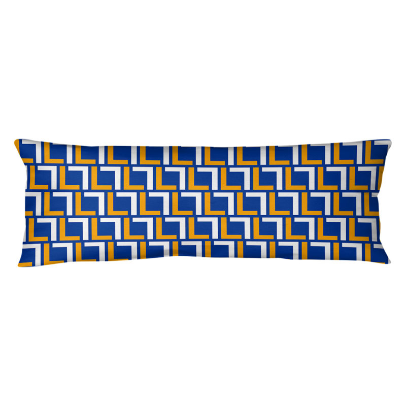 Oreiller de soutien moyen en polyester LA, Bleu / Or / Blanc, Microfibre