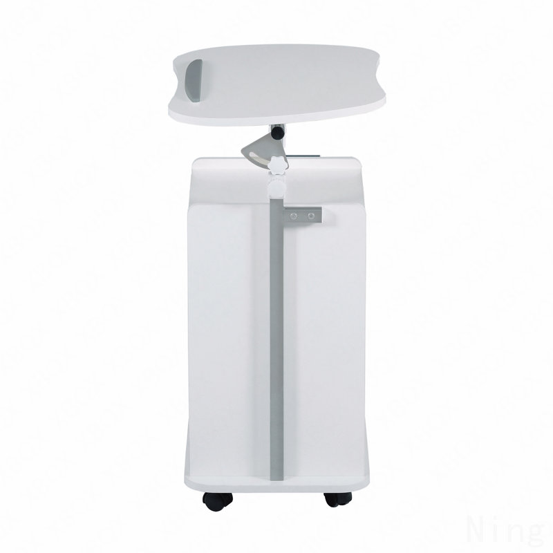 Chariot pour ordinateur portable roulant assis-à-debout, blanc avec rangement