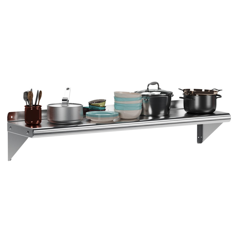 Stainless Steel Wall Mounted Shelving Unit, 30.48" H x 121.92" W x 30.48" D
