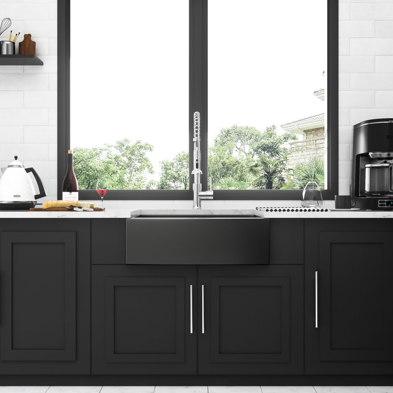 Gunmetal Black Sink 27", 27X21x10 Inch, Stainless Steel 16G, Prevents Rusting Apron Front Kitchen Reduces Noise Levels, Inch