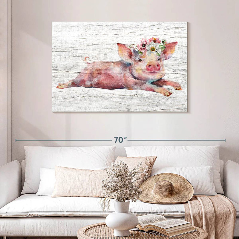 Brampt Wooden Floral Pig