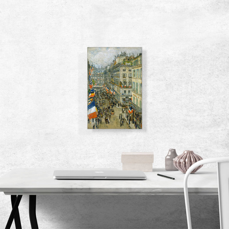 Reproduction d'art, "juillet quatorzième rue Daunou 1910" par Childe Hassam, H 18 po x l 12 po x P 0,75 po