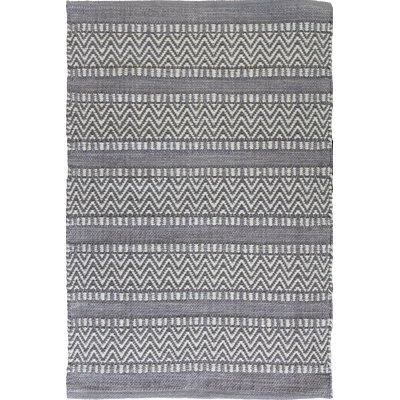 Bleu/lavande/Tapis décoratif en coton gris tissé à la main Alodie
