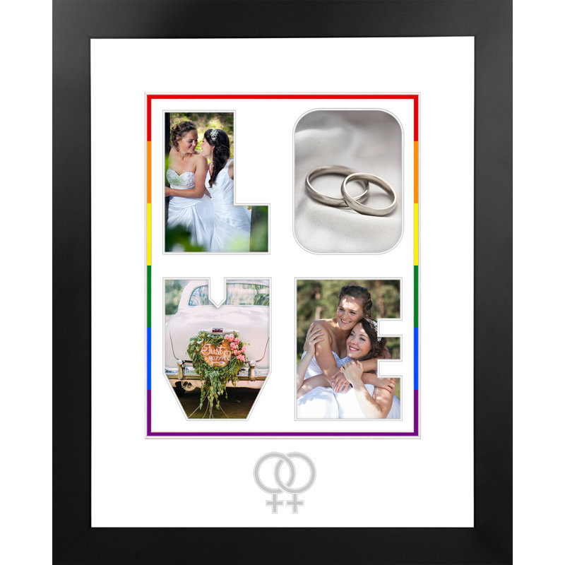 Cadre photo mariage love love Anas, Noir / argent
