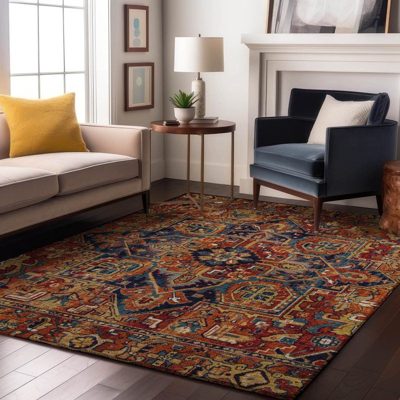 Tapis paprika Cerrito AMF570 lavable à la machine de qualité supérieure, Rectangle 2 pi 6 po x 3 pi 10 po