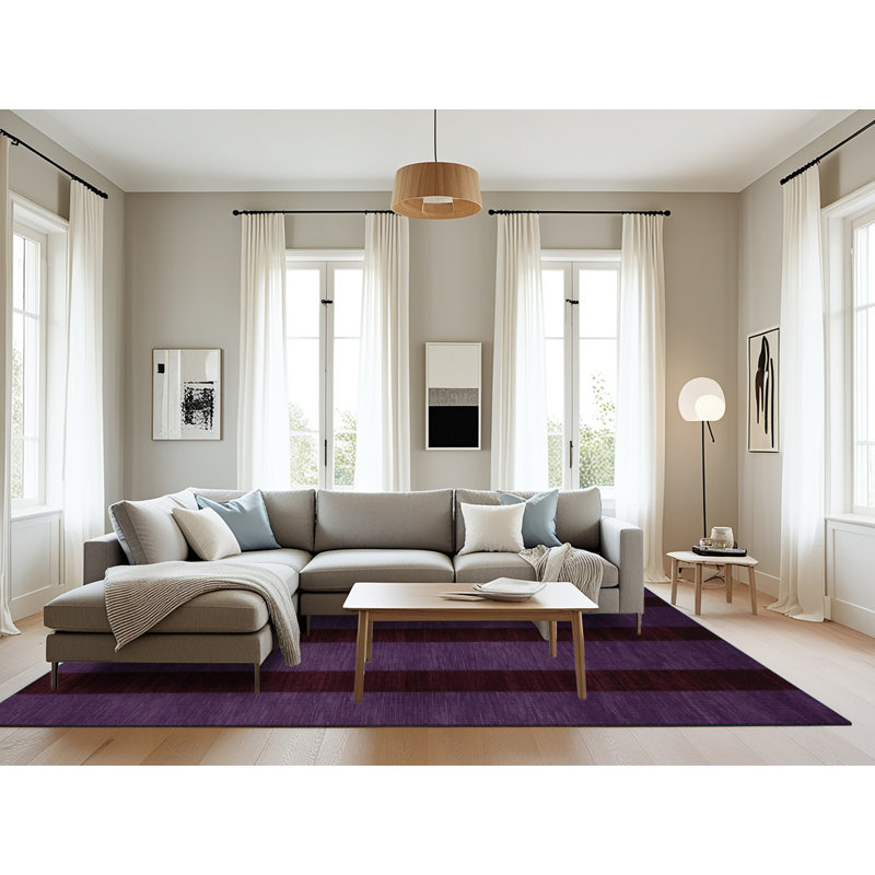 Machine Washable Checkered Purple Area Rug, Rectangle 8' x 12'