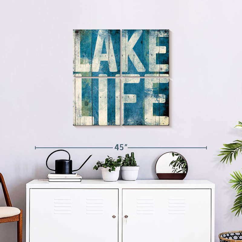 Bleu clair Tergel Lake Life, H 26 po x l 26 po