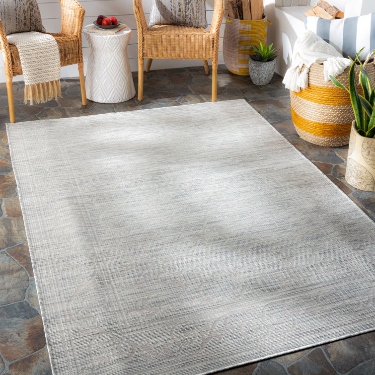 Hadrian Oriental Light Gray Indoor / Outdoor Use Area Rug