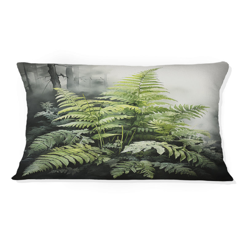 Coussin décoratif vert et noir Ferns Dynamic Contrast I - Ferns