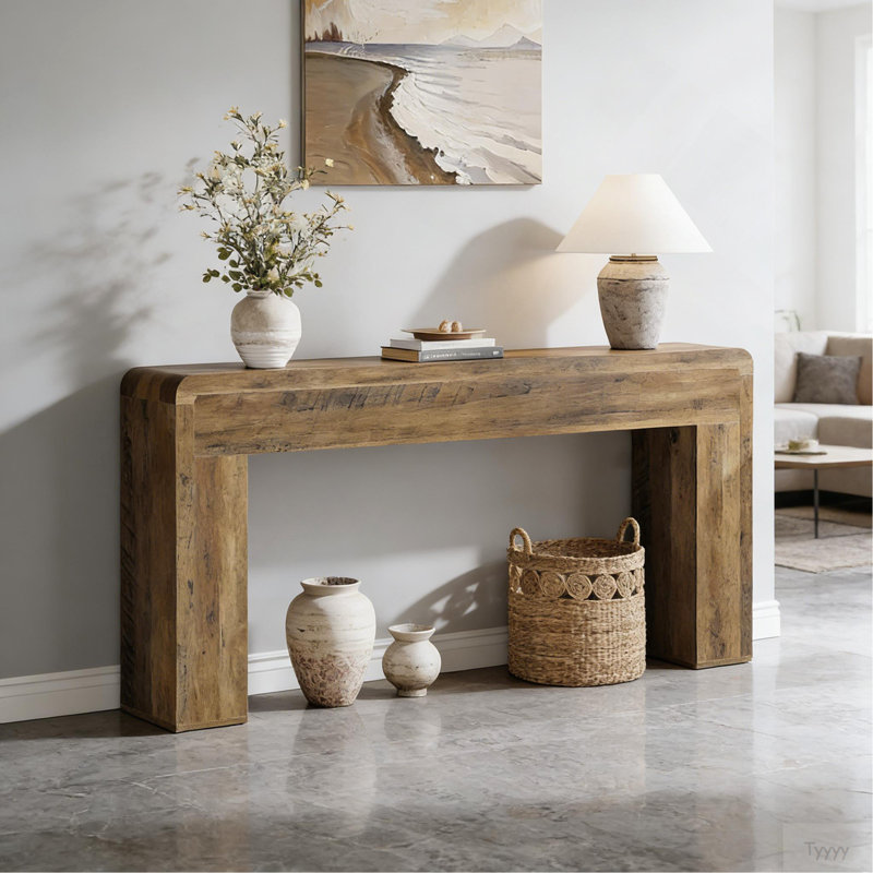 Table d'entrée en bois, console rustique, canapé