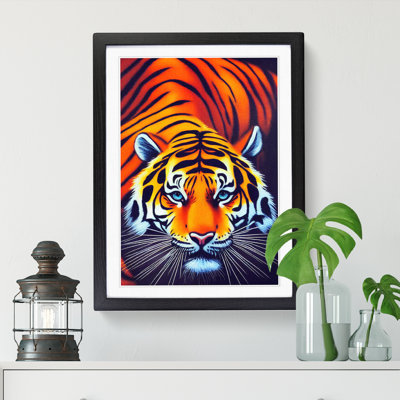 FRM-V0523-2518X Tiger Retro Art - Single Picture Frame Print