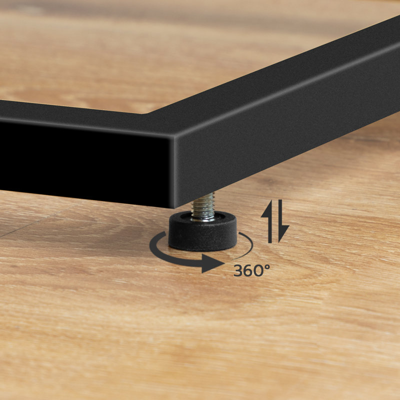 Quintion Glass Top Frame End Table, Black