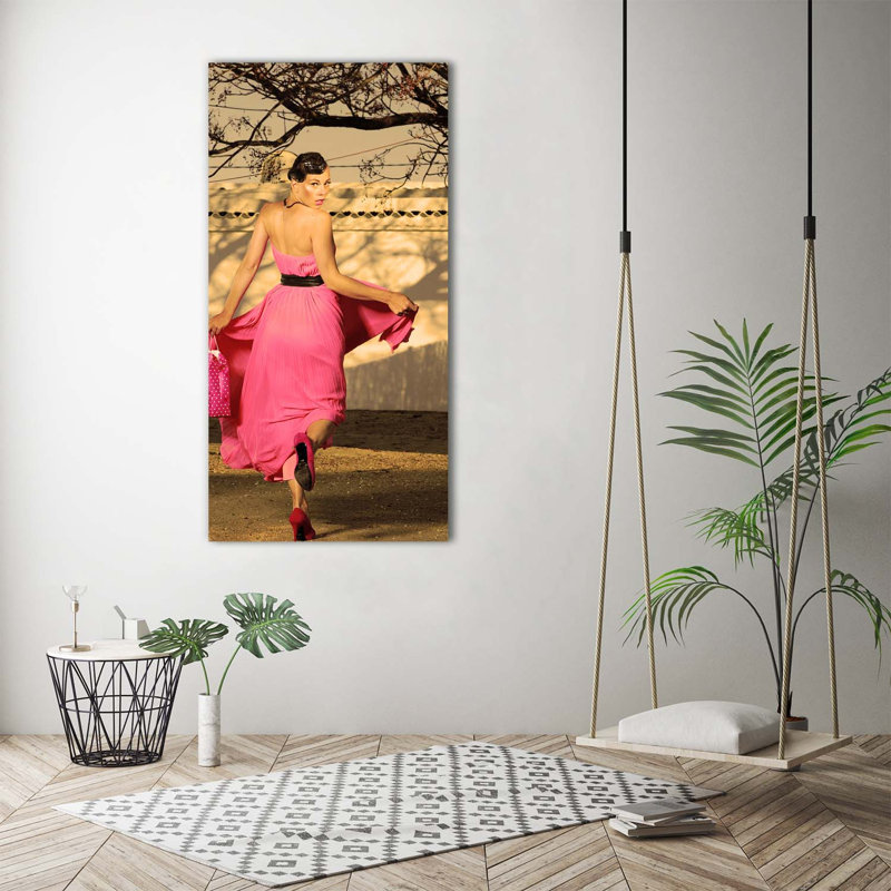 Woman In Pink - Wrapped Canvas Print