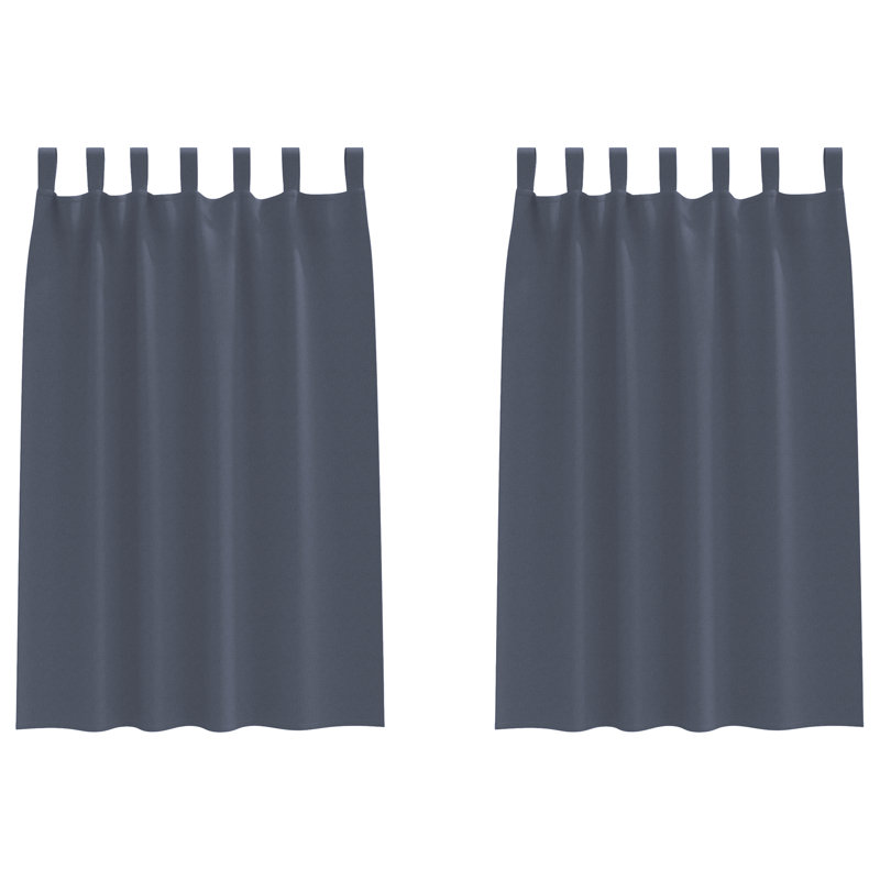 Curtains With Curtains 2 Pcs Polyester, 140cm Width x 175cm Drop, Anthracite