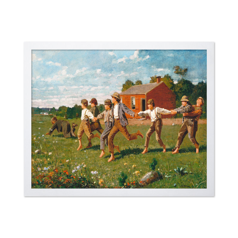 Winslow Homer - Snap the Whip, 18"H x 24"W, Poster, White Framed