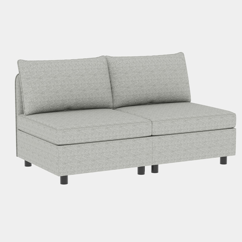 Armless Modular Sectional Sofa With Storage, Grey