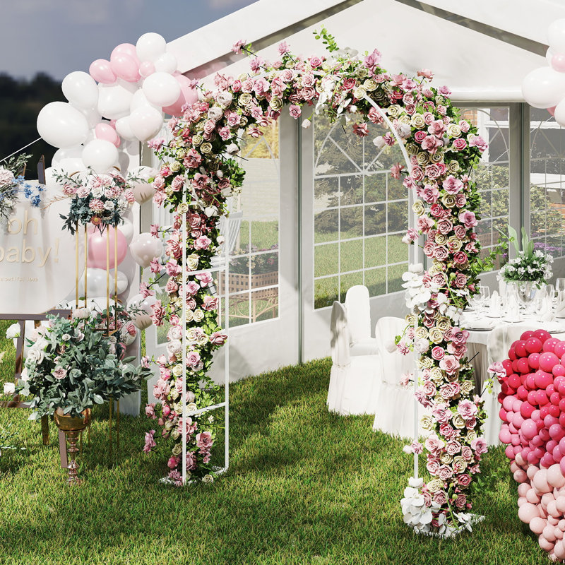 Garden Arch Metal 2.4x1.6M Trellis Support Frame Gate Archway with Sturdy Base Arched Plant Stand for Climbing Plants, Roses, Vegetables, Wedding Decoration