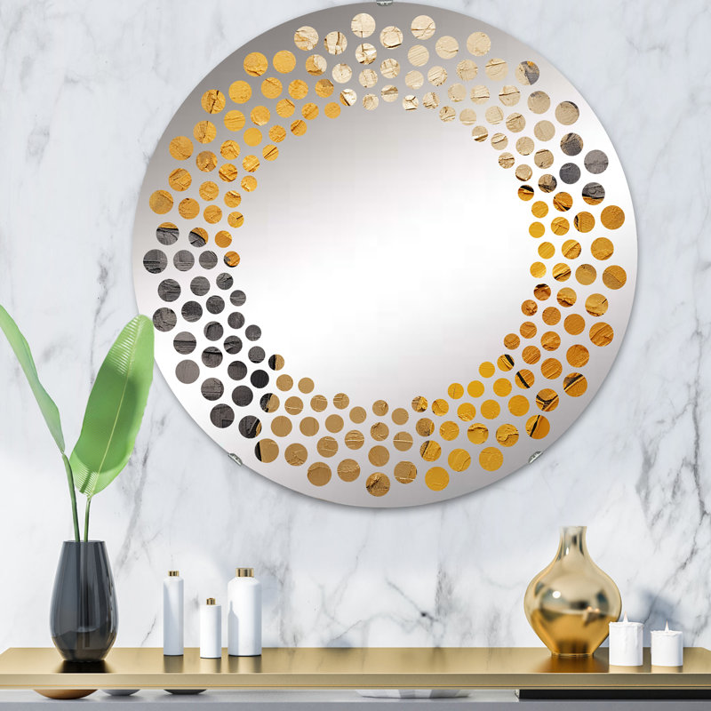 Circle Mirror, 32" H x 32" W, Yellow/Gray