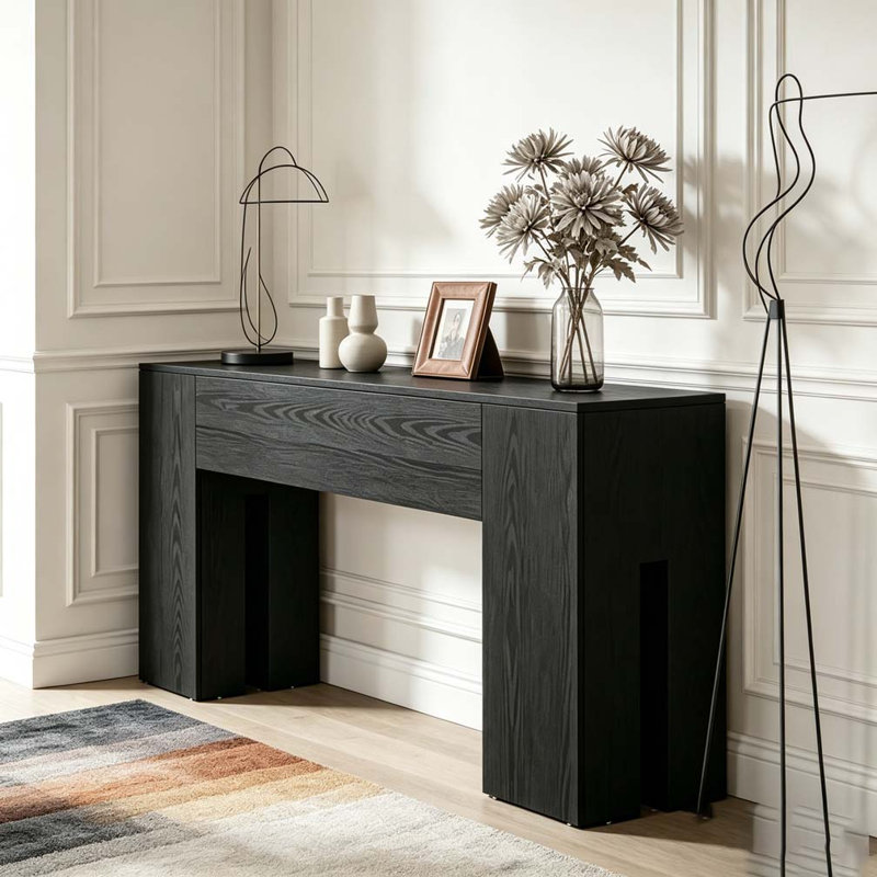 Console, table de couloir en bois, Noir