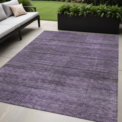 Tapis extérieur lavable rayé mauve et gris prune 5 pi x 8 pi
