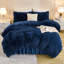Ensemble d'édredon moelleux bleu marine Andency, 3 pièces, ensemble de literie en fausse fourrure chaude, douce et pelucheuse (1 édredon en velours et 2 taies d'oreiller), ensemble de literie épais et confortable-124625303-124625312