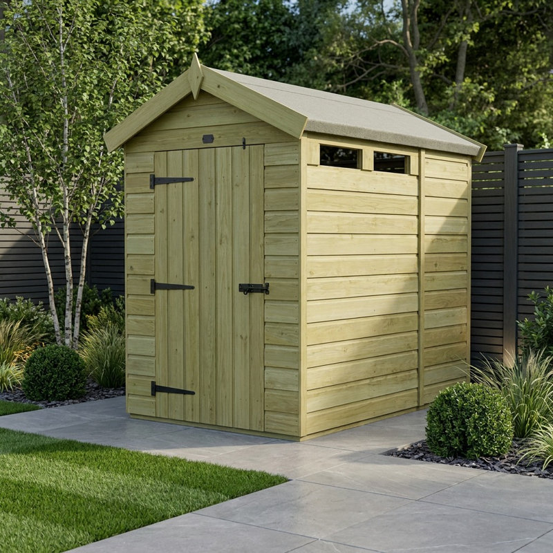 Total Sheds 7ft x 4ft Security Apex Shed - Heavy-Duty Hasp Staple Anti-Tamper - Pressure Treated Timber - UK Manufactured