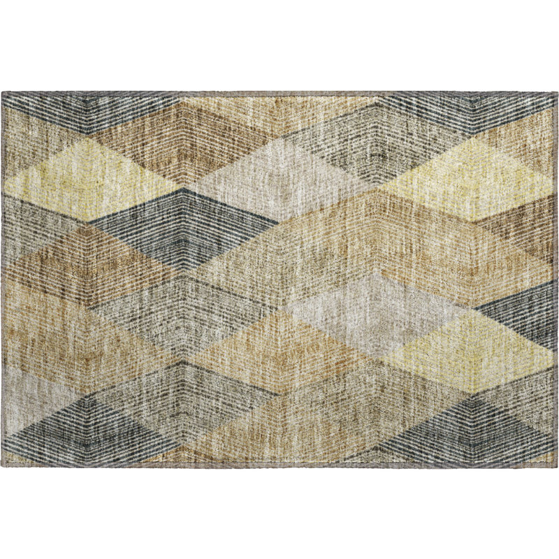 Premium Machine Washable Prisco Mocha Rug, Rectangle 1'8" x 2'6"