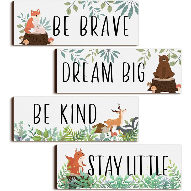 «Woodland Animal Nursery», art mural - blanc - ensemble de 4 reproductions d'inspiration safari