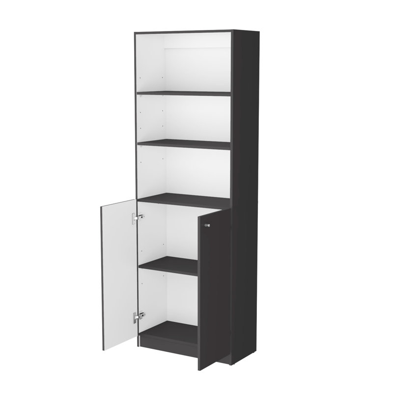 Bibliothèque 2 portes gris et blanc mat - Solution de rangement fonctionnelle et polyvalente pour organiser votre maison