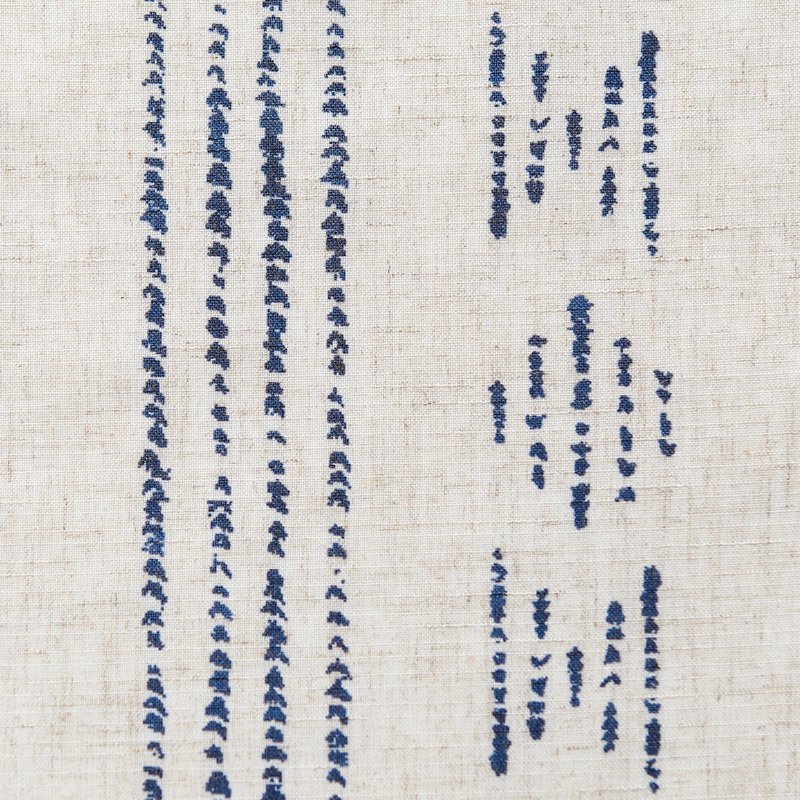 Linen Blend Semi-Sheer Rod Pocket Curtain Pair, 38" W x 84" L, Blue on Beige