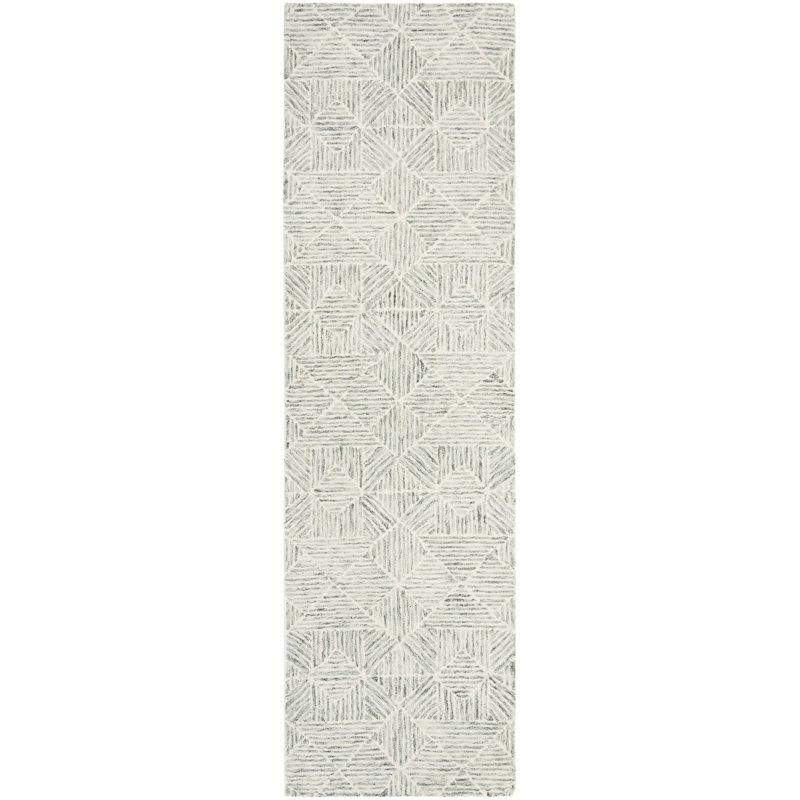 Geometric Hand Tufted Area Rug, Runner 69 x 183cm