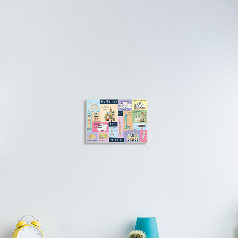 «Building of the World», charte pour enfants, repères architecturaux - impression, H 10 po x l 15 po x P 0,5 po, Unframed