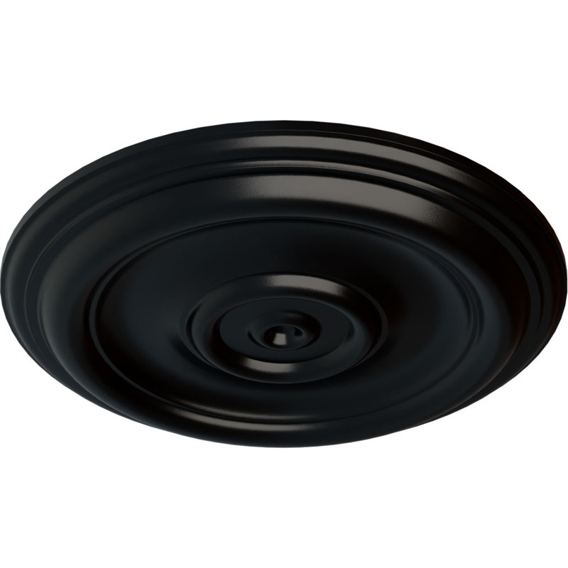 Médaillon de plafond traditionnel Endurathane, DO 12 po x P 1 po (convient aux auvents jusqu'à 2 3/4 po), fini noir de jais peint à la main