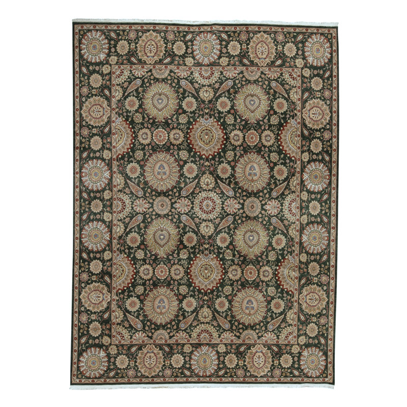 Tapis oriental en laine noué à la main noir / rouge / beige Manchuria