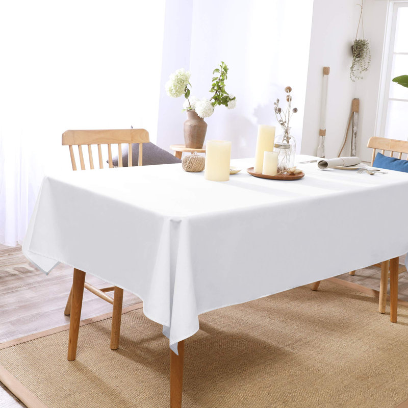 Solid Spillproof Decorative Red Tablecloths, 120" L x 60" W, White
