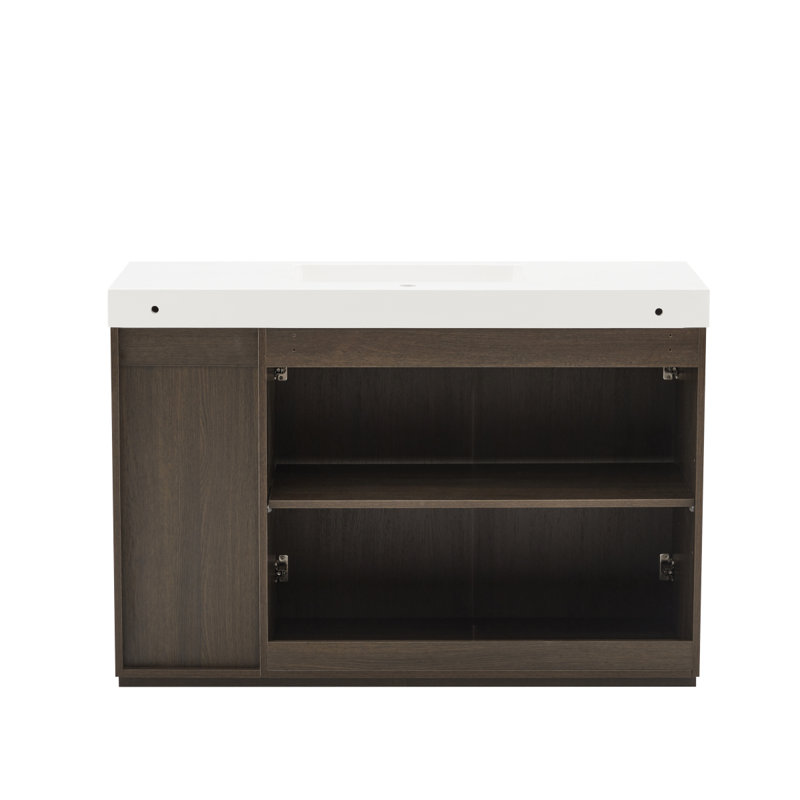 Meuble-lavabo sur pied en chêne fumé GALAN