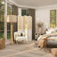 Lampe sur pied en bois massif avec abat-jour en lin Boyett
