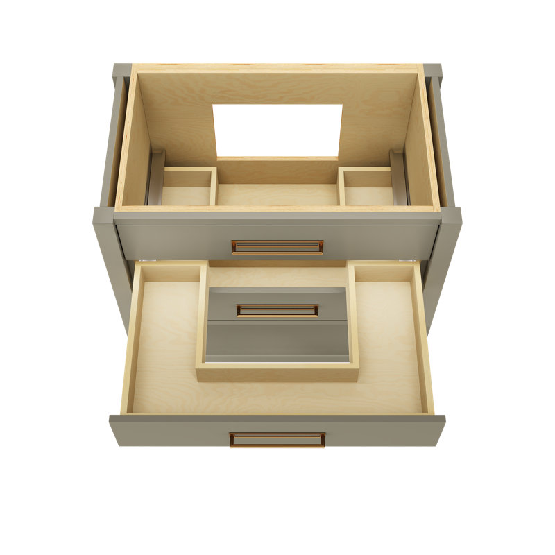 Kiawah Three-Drawer Single Bath Vanity, French Olive, Satin Gold, 36"