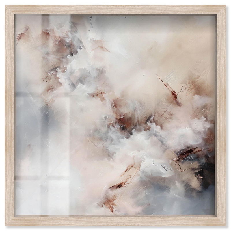 «Lost in Dreamy Clouds Coastal Art Shadowbox» par Art Remedy, H 31 po x l 31 po, Crème, crème